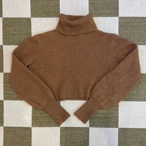 Reformation Cropped Turtleneck Sweater 100% Cashmere